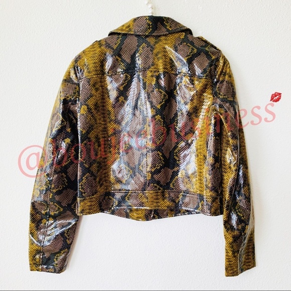 ZARA BNWT Snakeskin Printed Biker Jacket - Picture 8 of 8